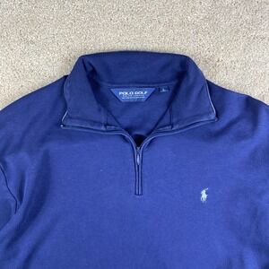 Polo Golf Ralph Lauren Mens Large Navy Blue 100% Pima Cotton 1/4 Zip Pullover